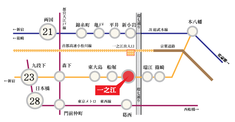 一之江駅路線図